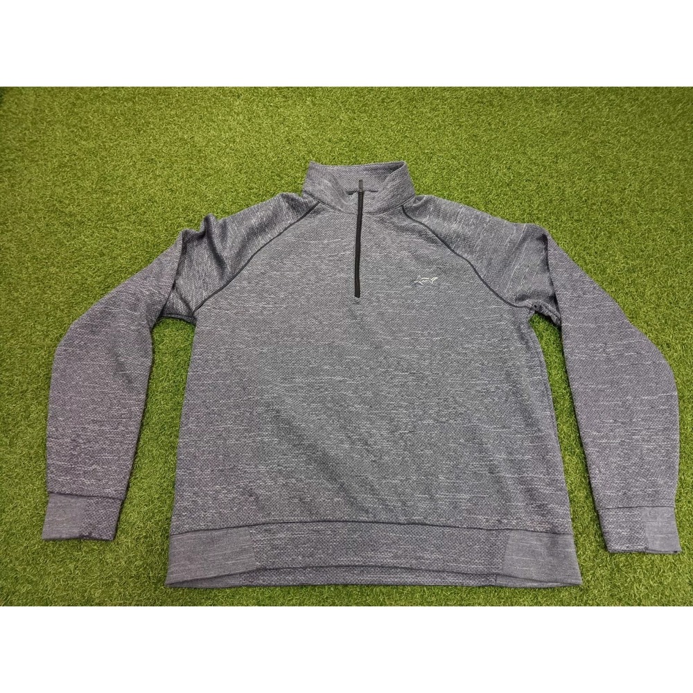 Greg Norman Sweater Men Medium Heather Gray Micro Fleece Lined Mock Neck 1/4 Zip - Picture 1 of 7
